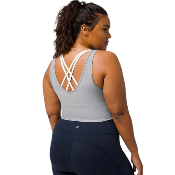 Lululemon Ribbed Power Pivot Rhino Grey Tank Size 2 - Picture 2 of 6